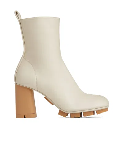 Bottega Veneta Shore 70 Nappa Leather Ankle Boots In White