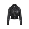 Bottega Veneta Womens Spread-collar Short Leather Blouson Jacket Black