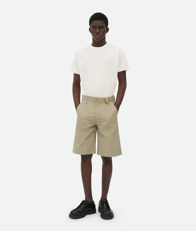 Bottega Veneta Light Cotton Twill Shorts In Flint