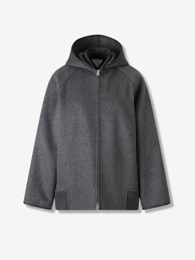 Bottega Veneta Short Hooded Coat In Gray