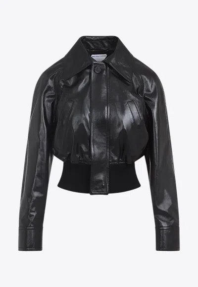 BOTTEGA VENETA SHORT LEATHER BOMBER JACKET