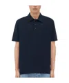 Bottega Veneta Blue Polo With Classic Collar And Embroidered Logo On The Front In Tone On Tone Cotto In Black