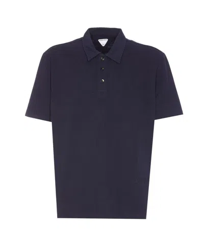 Bottega Veneta Short Sleeve Cotton Polo Shirt In Blue