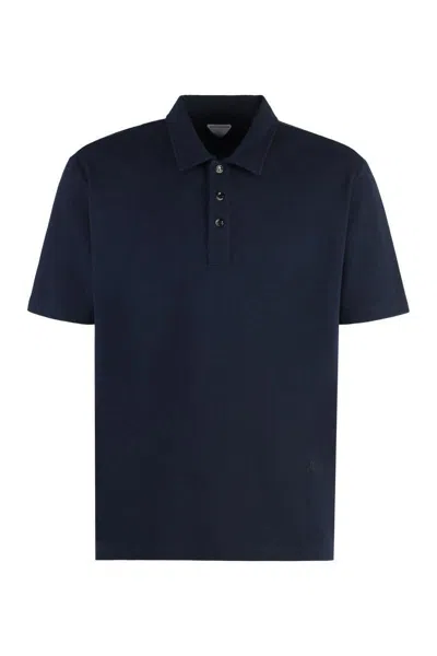 Bottega Veneta Short Sleeve Cotton Polo Shirt In Blue