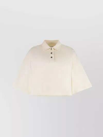 Bottega Veneta Short Sleeve Cropped Polo Shirt In Neutral
