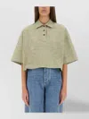 Bottega Veneta Short Sleeve Cropped Polo Top In Green