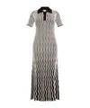Bottega Veneta Striped Ribbed Wool Midi Dress In Black