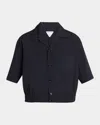 Bottega Veneta Fine Wool Crop Shirt In Midniteblu