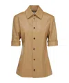 Bottega Veneta Short-sleeve Leather Shirt In Nude
