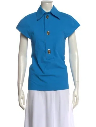 Pre-owned Bottega Veneta Short Sleeve Polo In Blue