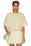 Bottega Veneta Jersey Cropped T-shirt With V Pocket In Barley