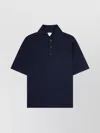 Bottega Veneta Short Sleeve Wool Polo Shirt Size L In Blue