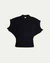 Bottega Veneta Short Sleeve Wool Sweater In Nero