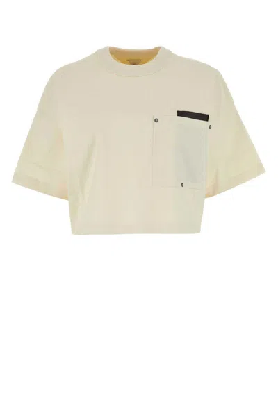 Bottega Veneta White Short-sleeved Crop T-shirt With Heart