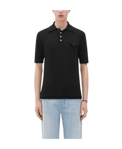 Bottega Veneta Short-sleeved Polo Shirt In Black