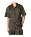 Bottega Veneta Wollhemd Mit Feinem Zickzackmuster In Forest/capers Mixed