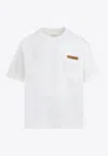 Bottega Veneta Pima Cotton T-shirt With Suede Patch In White