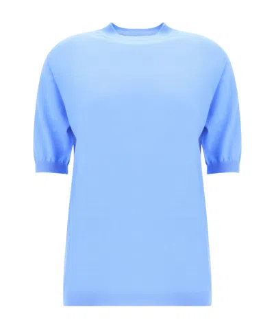 Bottega Veneta Short-sleeved Sweater In Blue