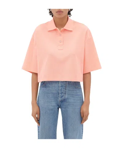 Bottega Veneta Short Style Short Sleeved Polo Shirt In Pink