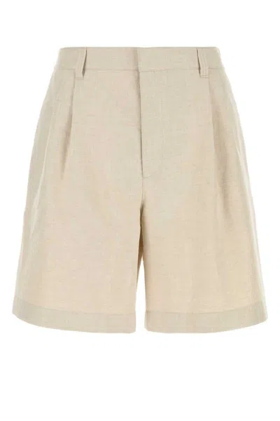 Bottega Veneta Men Sand Twill Bermuda Shorts In Burgundy