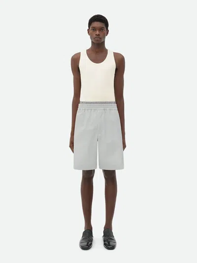 Bottega Veneta Light Cotton Twill Shorts In Light Blue