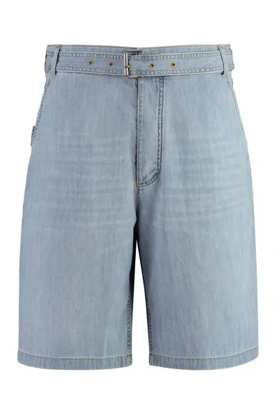 Bottega Veneta Men Denim Bermuda Shorts In Blue