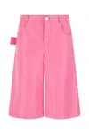 Bottega Veneta Nappa Leather High-waisted Wide Leg Shorts In Pink
