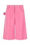 Bottega Veneta Nappa Leather High-waisted Wide Leg Shorts In Pink