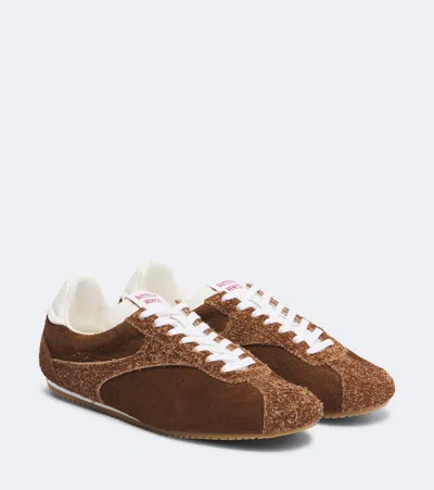 Bottega Veneta Shot Suede Sneakers In Brown