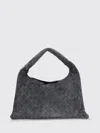 Bottega Veneta Women Small Hop Shoulder Bag In Graphite Suede In Black