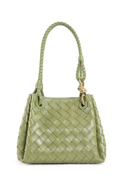 Bottega Veneta Parachute Small Intrecciato Leather Shoulder Bag In Green