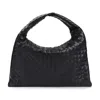 Bottega Veneta Hop Intrecciato Leather Shoulder Bag In Black