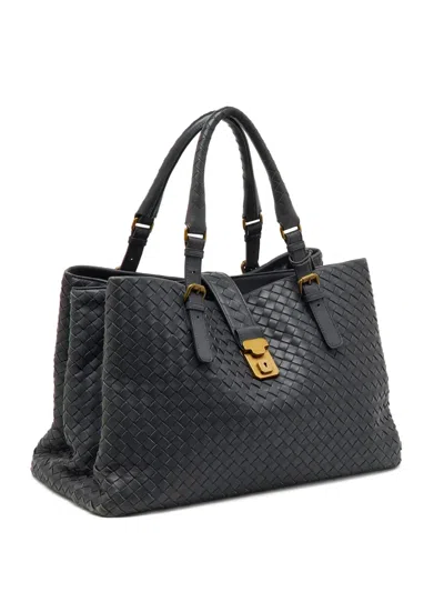 Pre-owned Bottega Veneta Signature Intrecciato Design Leather Tote Bag In Gray