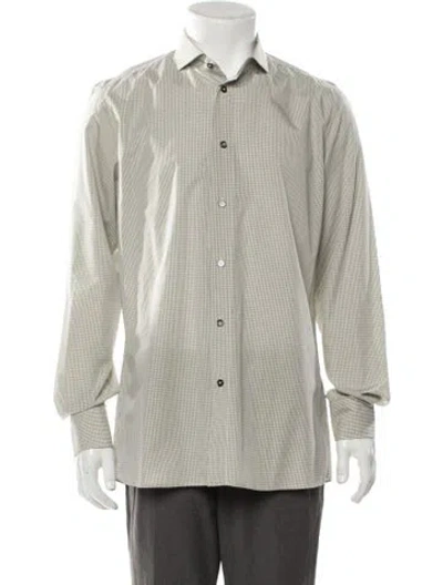 Pre-owned Bottega Veneta Signature Logo Plaid Print Dress Shirt In Gray