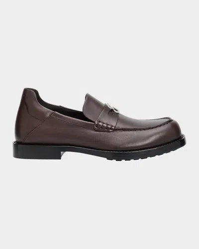 Bottega Veneta Silenzio Intrecciato Leather Loafers In Burgundy
