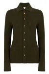 Bottega Veneta Silk And Cashmere Ribbed Top In Green