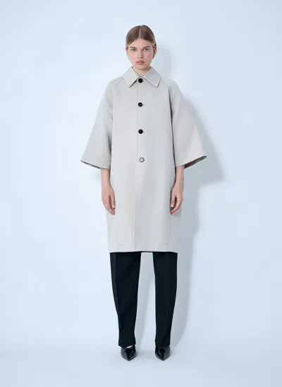 Bottega Veneta Silk-and-cotton-blend Coat In Gray