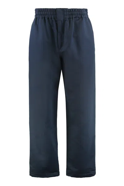 Bottega Veneta Silk And Cotton Twill Trousers In Gray