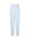 Bottega Veneta Silk And Viscose Twill Trousers In Blue
