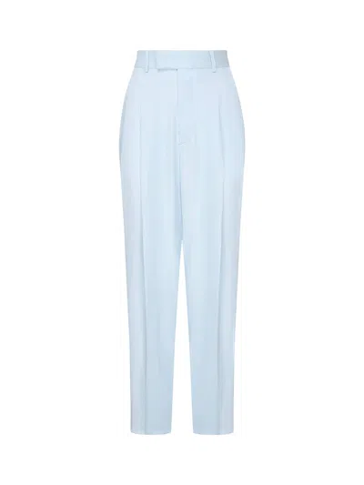 Bottega Veneta Silk And Viscose Twill Trousers In Grey
