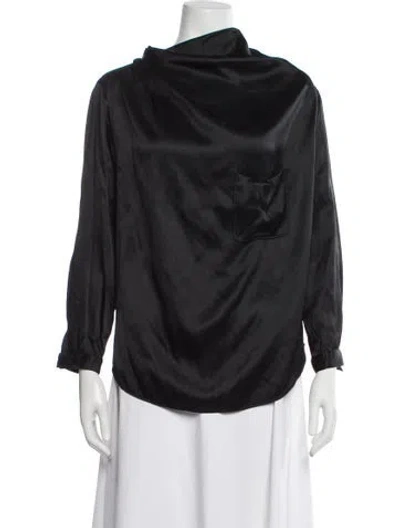Pre-owned Bottega Veneta Silk Asymmetrical Blouse In Gray