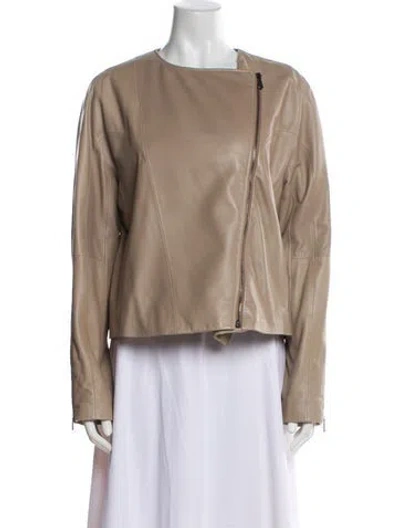 Pre-owned Bottega Veneta Silk Biker Jacket In Neutral