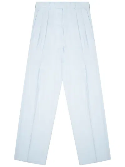 Bottega Veneta Silk Blend Tailored Pants In Blue