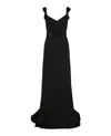 Bottega Veneta Silk Cap Sleeve Belted Gown In Black