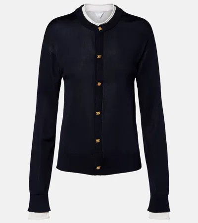 Bottega Veneta Silk Cardigan In Blue