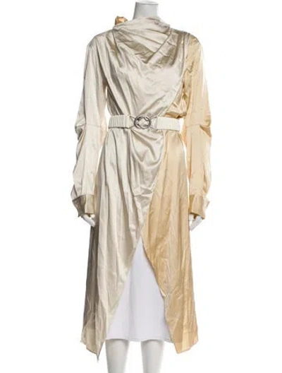 Pre-owned Bottega Veneta Silk Colorblock Pattern Robe In Neutral