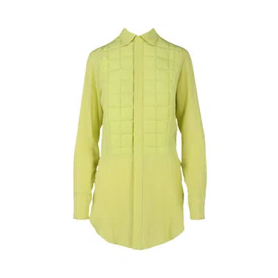 Pre-owned Bottega Veneta Silk Crêpe Dress Shirt 'yellow' | Women's Size 34