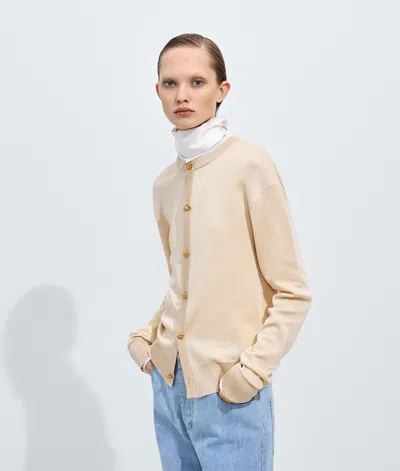Bottega Veneta Silk Double Knit Cardigan In Neutral