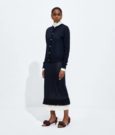 Bottega Veneta Silk Double Knit Skirt In Animal Print