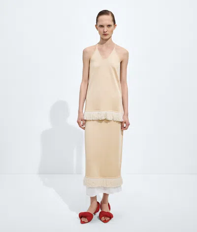 Bottega Veneta Bottega  Veneta Silk Double Knit Skirt In Neutral